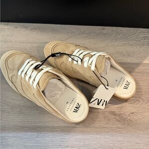 Zara Beige Suede Sneaker Slides